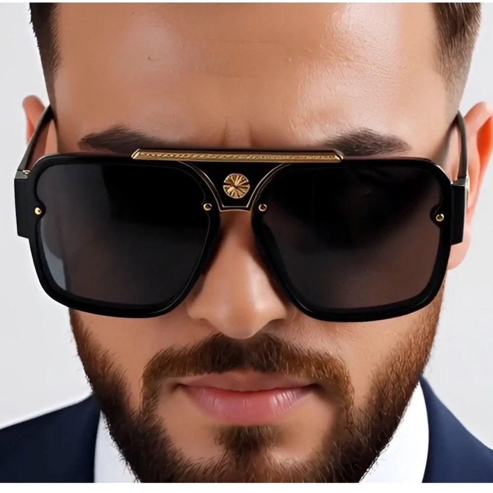 Dark Black Lens‎ Sunglasses Men Hip Hop Cholo Outdoor Gangs Style Large Lentes